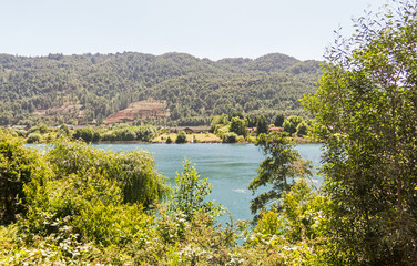 Panoramic of the Callecalle river, near the city of Valdivia, Los Rios Region. Chile