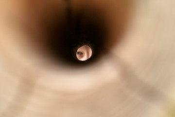 Binoculars with eye in a hole