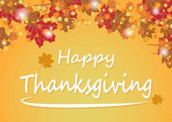 Happy Thanksgiving Day celebration card with maple autumn leaves vector background