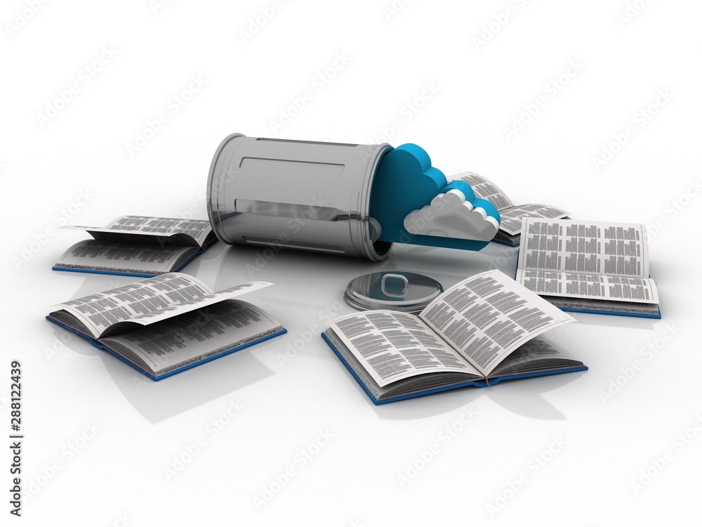 Poster 3d rendering book with cloud