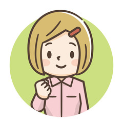 若い女性　作業服