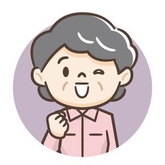 シニア女性　作業服