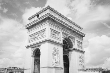 Fototapeta na wymiar Paris France. Triumphal Arch. Black and white retro style.