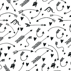 vector abstract pattern with arrows. doodle elements. black and white minimalist the background