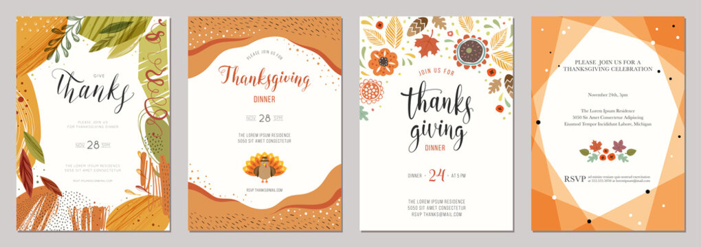 Thanksgiving greeting cards and invitations. 