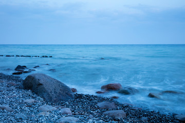 Europa, Deutschland, Mecklenburg-Vorpommern, Insel Rügen, Nationalpark Jasmund, UNESCO-Weltnaturerbe, Küste, Abendlicht
