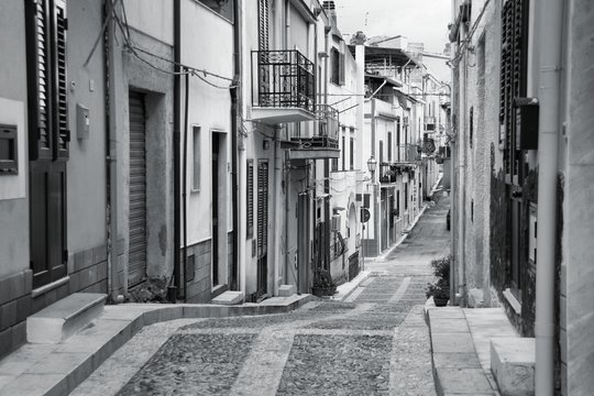 Italy - Trappeto. Black and white retro style.