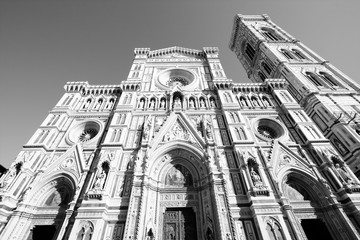 Florence cathedral. Black and white vintage style.