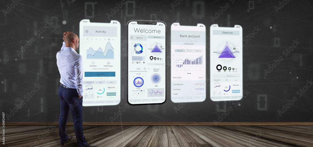 Poster application interface ui on a smartphone - 3d rendering