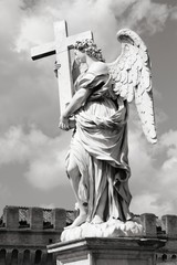 Rome angel. Black and white vintage style.