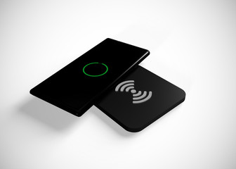 Smartphone Mobile Phone Charged Full Battery Wireless Charge 3D Render