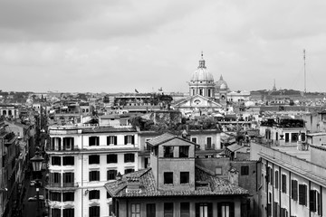 Rome skyline. Black and white vintage style.