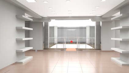empty pavilion, interior visualization, 3D illustration
