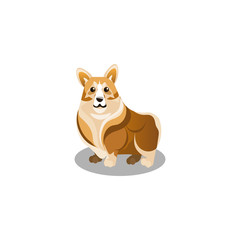 Corgi dog. Raster illustration in flat cartoon style