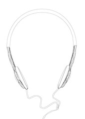 Headphone circuit with wires. Front view. Vector illustration.