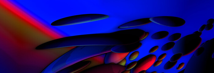 Obraz na płótnie Canvas abstract composition colored blue bubbles on a bright background, 3D graphics