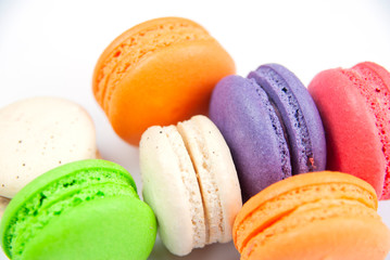 Colorful macaroon on white background