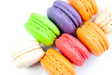 Colorful macaroon on white background