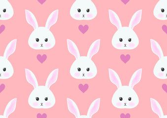 seamless pattern with a rabbit and a heart