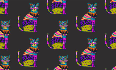 seamless pattern with a cat