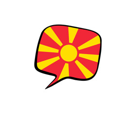 Obraz premium Speech bubble with the flag of Macedonia on the white background. Vector illustration