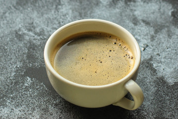 coffee drink and coffee grain menu concept. food background. top view. copy space