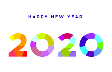 Happy New Year 2020. Modern 2020 Text Design. Vector New Year illustration.