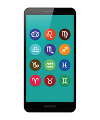 colorful zodiac sign horoscope in a smartphone vector illustration EPS10