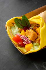 Pita with tasty sauce and meat