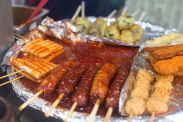 Korean street food-rice Cake Skewers