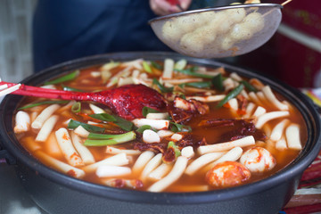 Korean spicy rice cake, popular street food-Tteokbokki