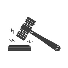 Wood judge hammer in flat style. Wooden judge ceremonial gavel for adjudication of sentences and bills, court, justice, with round stand. Auction, judges concept. Vector illustration EPS 10.
