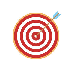 Target arrow flat icon. Arrow hitting target. Business concept.