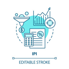 IPI blue concept icon. Industrial production index idea thin line illustration. Economic manufacture indicator. Manufacturing output measurement. Vector isolated outline drawing. Editable stroke