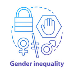Gender inequality concept icon. Sex discrimination idea thin line illustration. Unequal female and male rights. Sexism. Empowerment of women. Vector isolated outline drawing