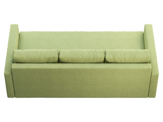 Modern three-seat green fabric sofa. 3d render