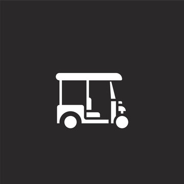 Tuk Tuk Icon. Filled Tuk Tuk Icon For Website Design And Mobile, App Development. Tuk Tuk Icon From Filled Gap Year Collection Isolated On Black Background.