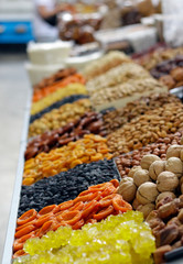Dried fruit at the famous Green Bazaar in Almaty, Kazakhstan