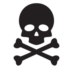 skull and crossbones icon on white background. flat style. skull design icon for your web site design, logo, app, UI. danger symbol. poison sign.
