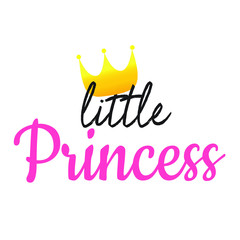 Little princess, golden crown, vector illustration