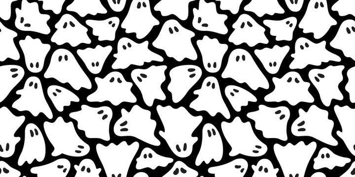 Ghost seamless pattern Halloween vector spooky camouflage scarf isolated repeat wallpaper tile background devil evil cartoon illustration doodle gift wrap paper design