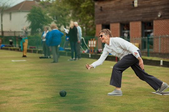 Senior Bowler Taking Her Turn