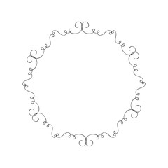 Round calligraphic vector wedding frame wreath with place for text. Isolated flourish vintage element for design. Perfect for holidays, Thanksgiving Day, Valentines Day, greeting card