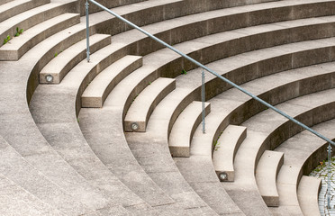 outdoor stairway in a city with concentric steps