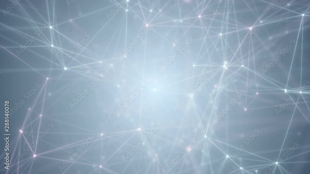 Poster animation on a blue background with connecting points, lines and triangles. place for text.