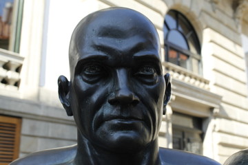 The justice face sculpture in Pontevedra