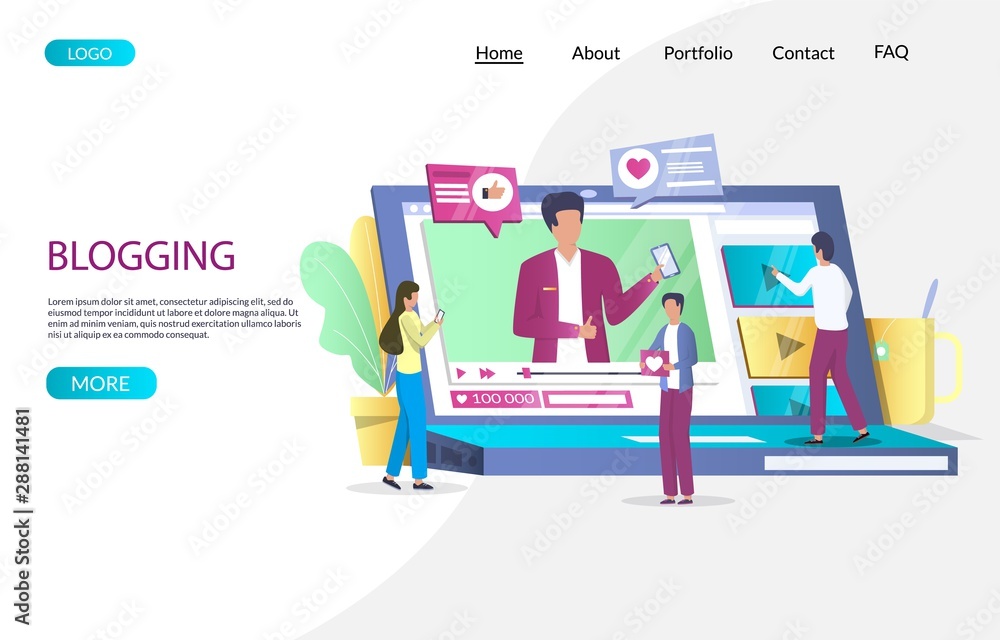 Aufkleber blogging vector website landing page design template