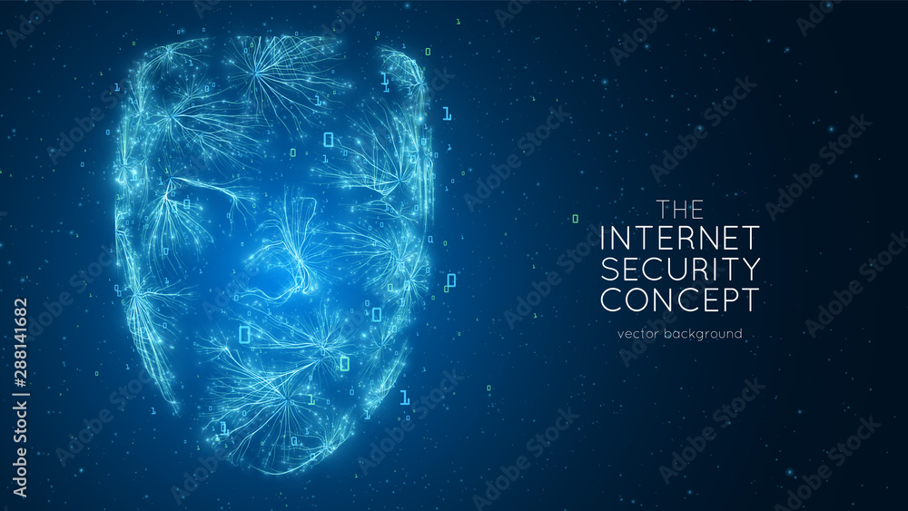 Poster human big data visualization. internet security concept. futuristic artificial intelligence concept.
