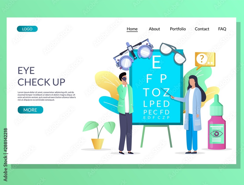 Poster eye check up vector website landing page design template