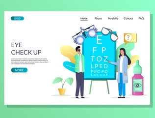 Eye check up vector website landing page design template